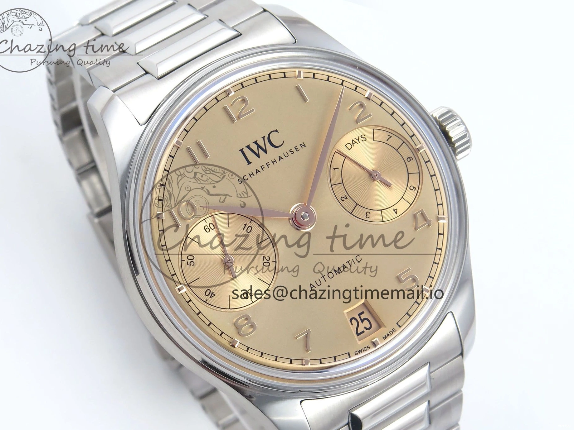 MIROTIME 0314 Portugieser Auto IWC0562B APSF 1:1 Best Edition Gold Dial on SS Bracelet A Reliable 6996